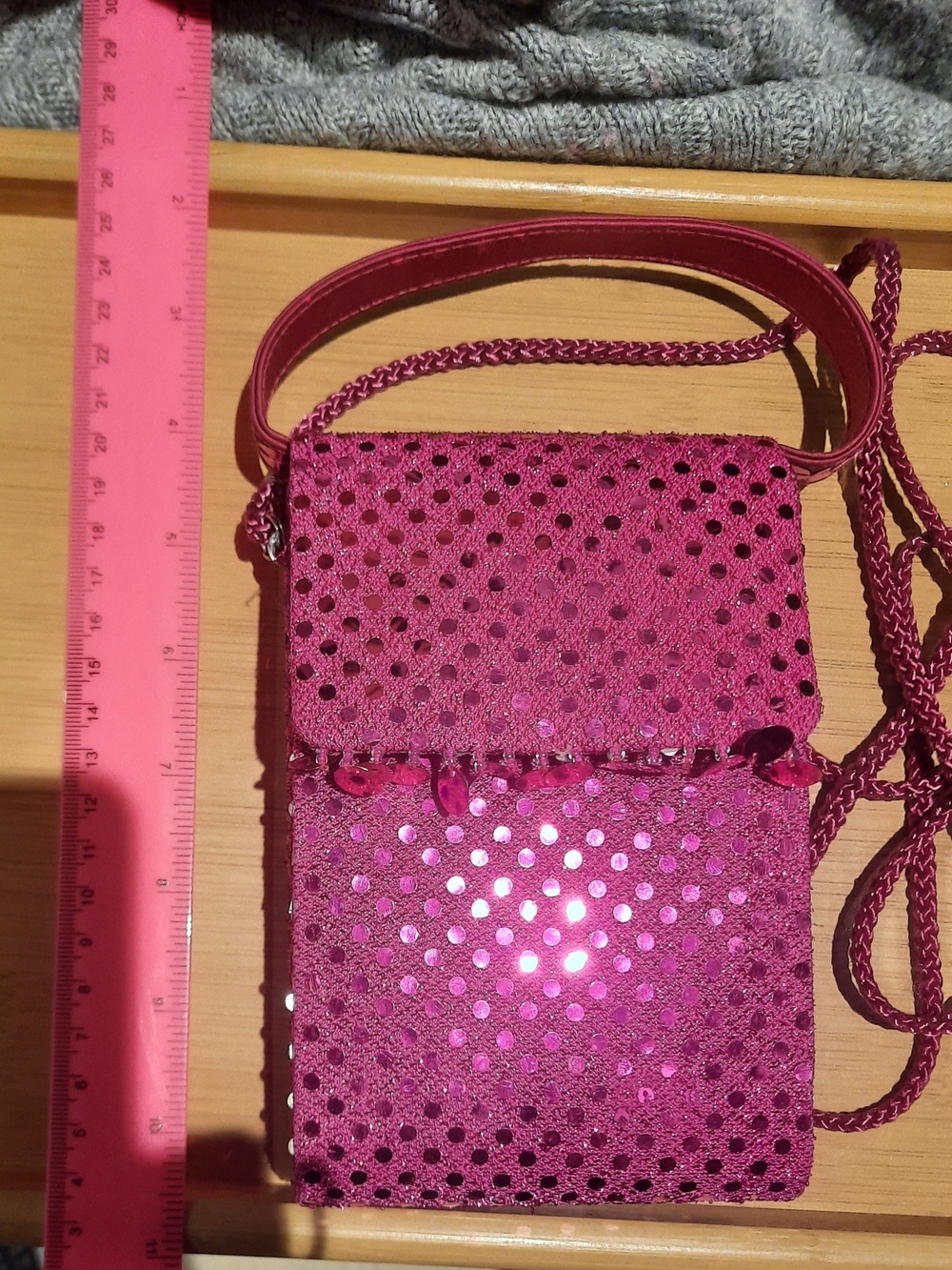 Pink Sequin Crossbody Bag - Women's Sparkle Shoulder Bag